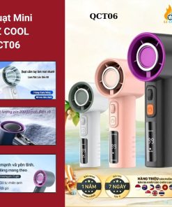 Quạt Mini QCT06 – 120 Cấp Gió, Làm Mát Nhanh, Màn Hình LED, Pin Trâu 6H