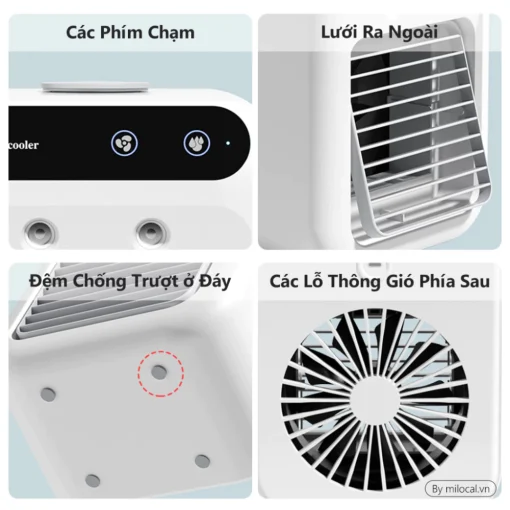 EZ COOL QDH05 – Quạt Điều Hoà Mini Tích Điện | Phun Sương Làm Mát | 2 Cấp Gió | Bình 600ml - Hình ảnh 4