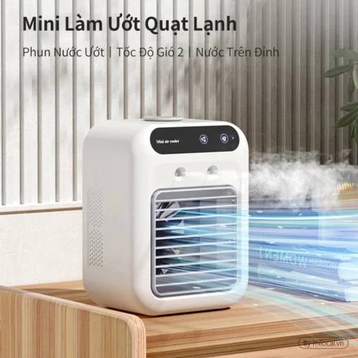 EZ COOL QDH05 – Quạt Điều Hoà Mini Tích Điện | Phun Sương Làm Mát | 2 Cấp Gió | Bình 600ml - Hình ảnh 2