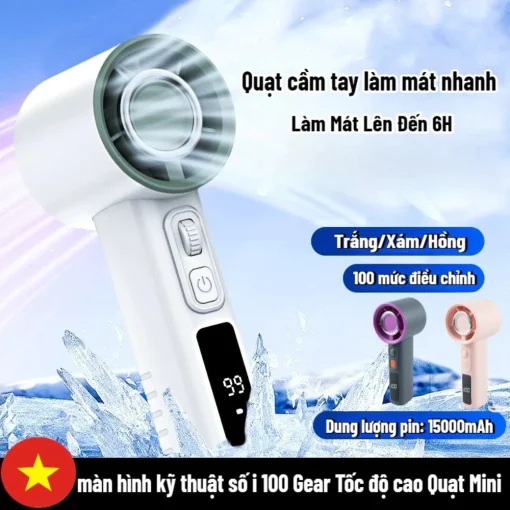 Quạt Mini QCT06 – 120 Cấp Gió, Làm Mát Nhanh, Màn Hình LED, Pin Trâu 6H - Hình ảnh 5