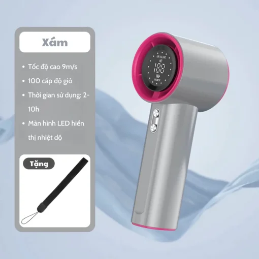 QCT05 - Quạt cầm tay tích điện mini EZCOOL có thể sạc lại, cầm tay, di động, gió mạnh,100 tốc độ gió - Hình ảnh 6