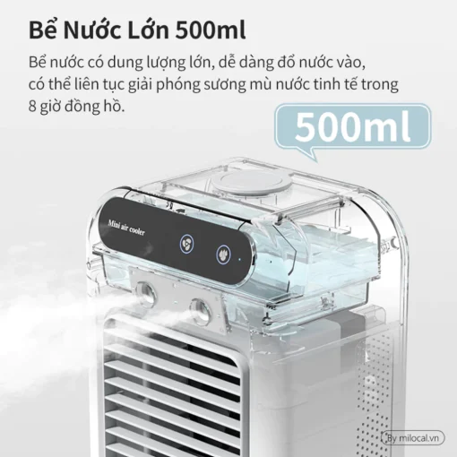 EZ COOL QDH05 – Quạt Điều Hoà Mini Tích Điện | Phun Sương Làm Mát | 2 Cấp Gió | Bình 600ml - Hình ảnh 6