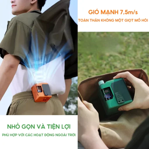 EZ COOL QQA – Quạt Kẹp Quần Áo Mini Tích Điện|100 Cấp Gió|Pin 10.000mAh|Làm Mát Cực Đã Lên Tới 12h - Hình ảnh 7