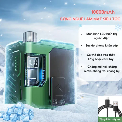 EZ COOL QQA – Quạt Kẹp Quần Áo Mini Tích Điện|100 Cấp Gió|Pin 10.000mAh|Làm Mát Cực Đã Lên Tới 12h - Hình ảnh 2